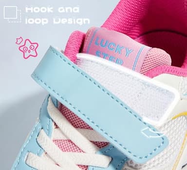 LUCKY STEP Kids Tennis Running Shoes for Children Athletic Sports Gym Lightweight Casual Walking Wide Shoes Toddler School Sneakers(White/Blue,Little Kid 2) - Image 3