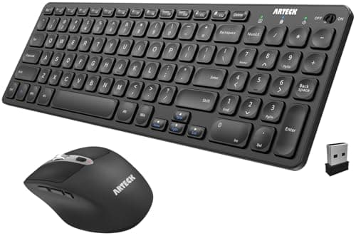 Arteck 2.4G USB Wireless Keyboard and Mouse Combo Ultra Slim Compact Keyboard and Ergonomic Mouse for Computer Desktop PC Laptop and Windows 11/10/8/7 Build in USB-C Rechargeable Battery - Image 1