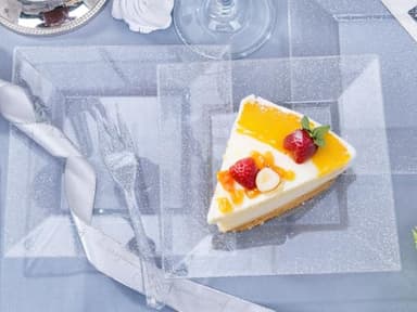 DaYammi 100Pcs Silver Dessert Plates Including 50Pcs Appetizer Plates 6",50Pcs Plastic Forks 5.7",Silver Glitter Plastic Square plate for Wedding,silver Salad plates and Cake Forks for Birthday Party - Image 7