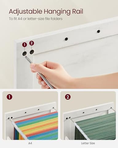 VASAGLE File Cabinet, Filing Cabinet with 3 Drawers, Printer Stand, Fit A4, Letter Size, Hanging File Folders, Modern Farmhouse Style, for Home Office, Rustic White UOFC054T73 - Image 5