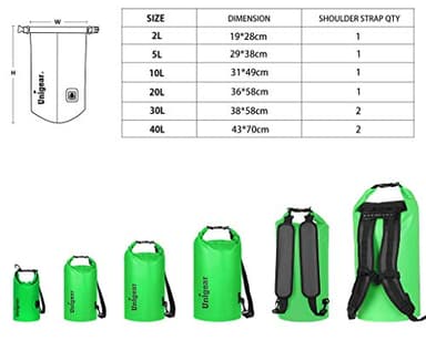 Unigear Dry Bag Waterproof, Floating and Lightweight Bags for Kayaking, Boating, Fishing, Swimming and Camping with Waterproof Phone Case (Green, 5L) - Image 2