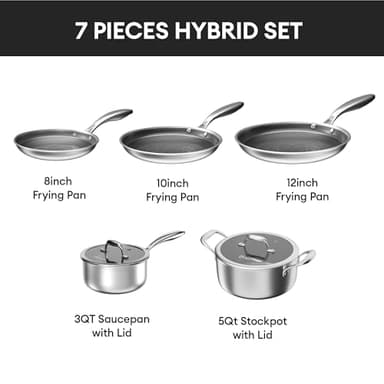 COOKER KING Stainless Steel Cookware Set, Pots and Pans Set Non Stick, Hybrid Ceramic Cookware, Frying Pans, Saucepans & Stock Pot with Glass Lid, Non-Toxic, Oven Safe, Induction Compatible - Image 7