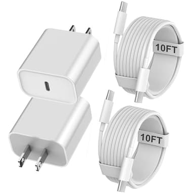 iPhone 16 15 Charger Fast Charging, 2Pack 10FT Extra Long USBC to C Cable Cord with 20W Apple iPad USB C Fast Charger USB C Wall Charger Block for iPhone 16/16 Plus/16 Pro/16 ProMax/15/15 ProMax/iPad - Image 1