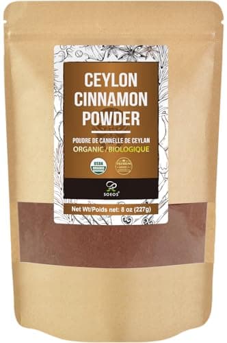 Soeos Organic Ceylon Cinnamon Powder, 8oz (227g), Premium Ground Cinnamon, Non-GMO, Gluten-Free, Freshly Packed - Image 1