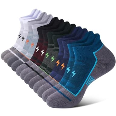 Cirorld Mens Ankle Running Socks, Athletic Cushioned Low Cut Moisture Wicking Cotton Short Sports Socks, 6 Pairs - Image 1