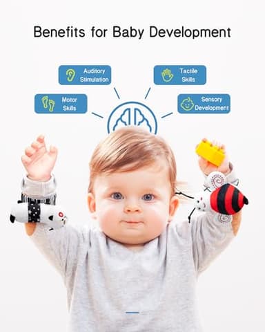 Infinno High Contrast Baby Toys Infant Rattle Socks and Wristband Set, Ideal Baby Sensery Toy Gifts for Newborn 0-12 Months, Perpect Black and White Toys for Boys and Girls As Baby Shower Gifts - Image 4