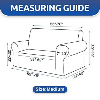 KEKUOU Stretch Loveseat Sofa Cover Slipcover,Couch Covers for 2 Cushion Couch Sofa (55"-78") Furniture Protector Sofa with Elastic Bottom for Kids,Dog. Jacquard Small Checked (Medium,Black) - Image 3