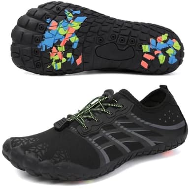 LIZRHA Water Shoes (9.5, 10.5) - Unisex Breathable Quick-Dry Water Shoe for Beach, Pool, Boat, Surf, Walking - Black Grey - Image 1