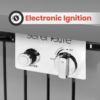 SereneLife Outdoor Propane Fire Pit Table - CSA/ETL Certified 50,000 BTU Pulse Ignition Weatherproof Rectangle Propane Gas Fire Table w/Adjustable Flame - Glass Rocks Wind Guard, Black SLFPSX55 - Image 3