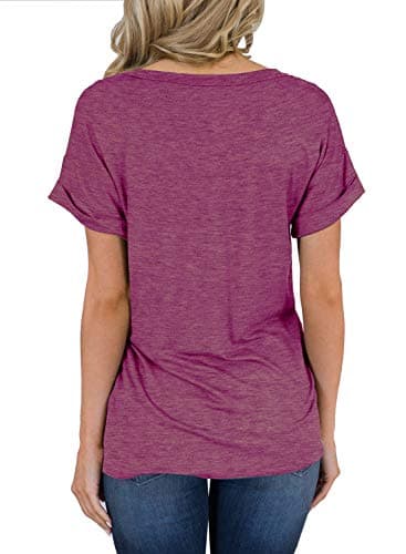 MIHOLL Women's Short Sleeve V-Neck Shirts Loose Casual Tee T-Shirt - Image 2