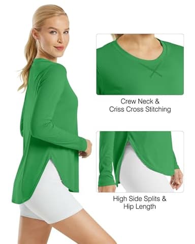 G4Free Workout Long Sleeve Tops for Women UPF 50+ Lightweight Athletic T-Shirts(Forest Green,XL) - Image 4