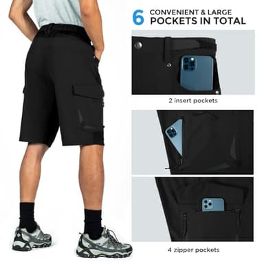 XKTTAC Men's Outdoor Quick Dry Lightweight Cargo Shorts for Hiking, Casual, Camping, Tactical, Fishing, Golf, Travel with 6 Pockets (Black, 5X-Large) - Image 5