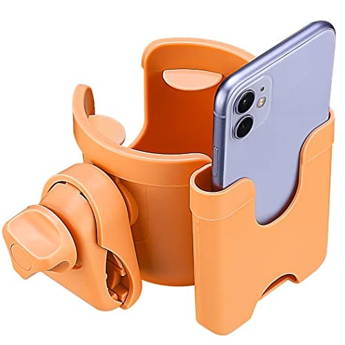 Suranew Adjustable Stroller Cup Holder with Phone Holder for Baby Stroller for Family Members (Orange) - Image 1
