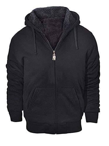 GEEK LIGHTING Hoodies for Men Heavyweight Fleece Sweatshirt - Full Zip Up Thick Sherpa Lined All black XL - Image 1