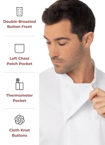 Chef Works Men's Montreal Cool Vent Chef Coat, White, Medium - Image 4