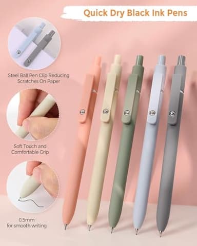 SKYDUE Cute School Supplies 44 PCS, Aesthetic Pencil Case with 12 Pastel Highlighters, 5 Black Gel Pens, 6 Color Gel Pens & Mechanical Pencils, College Essentials Students Stationary Set Pink - Image 7