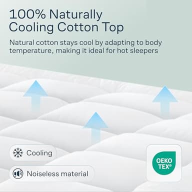 Cloud-Like Twin Mattress Topper - 100% Cotton Top Mattress Pad for Back Pain Relief - Breathable & Naturally Cooling for Hot Sleepers - Image 4