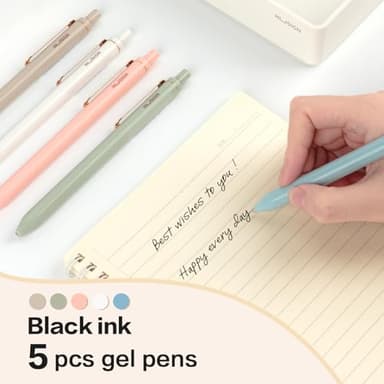 NUSIGN Gel Pens, 5 Pcs 0.5mm Retractable Quick Dry Black Ink Fine Point Rolling Ball Gel Pen, Smooth Writing No Bleed for Journaling Note Taking, Home School Office Supplies - Image 8