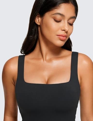 CRZ YOGA Butterluxe Square Neck Crop Tank Tops for Women - Workout Longline Sports Bras Padded Yoga Camisole - Image 5