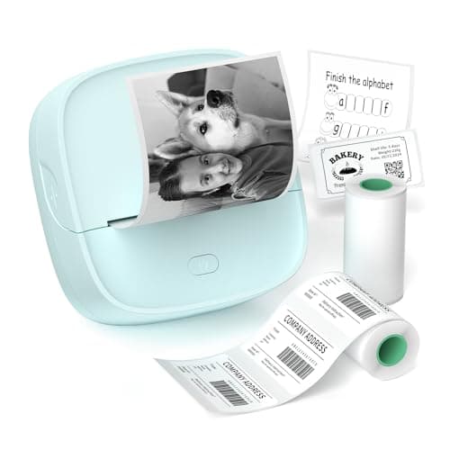 Gloryang JD-23 Sticker Printer, Mini Portable Thermal Printer Print Pod, Inkless Bluetooth Label Maker Machine for DIY Crafts, Journaling, Office & Home Use, Includes 2 Rolls Sticker Paper