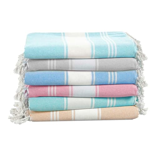 LANE LINEN Turkish Beach Towels for Women, Set of 6 - Large 39"x71", Pre-Washed, No-Shrink, Sand-Free, Quick Dry, Lightweight, Soft Beach Bath Towels - Vintage Beach - Image 1