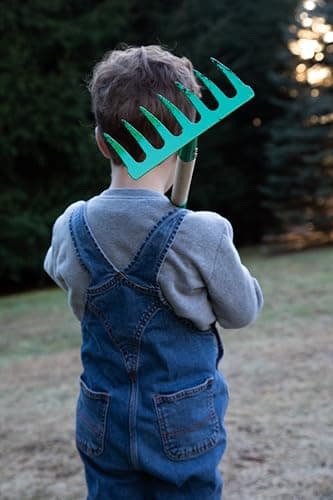 JustForKids Kids Garden Tool Set Toy, Rake, Spade, Hoe and Leaf Rake, reduced size , made of sturdy steel heads and real wood handle, 4-Piece, Multicolored, 5yr+ - Image 6