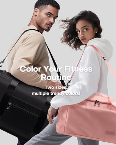 HOTOR Gym Bag for Men and Women - Travel Duffle Bag with Shoe Compartment and Waterproof Pocket, Carry on Luggage with Trolley Sleeve for Sports, Weekend Trips, Black, 19.7" × 9.8" × 11.8" - Image 5