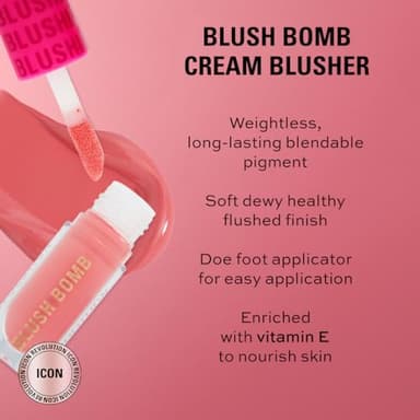 Revolution Beauty, Blush Bomb Cream Blusher, Lightweight Makeup & Creamy Formula for a Dewy Finish, Enriched with Vitamin E, Dolly Rose, 0.15 Fl. Oz. - Image 2