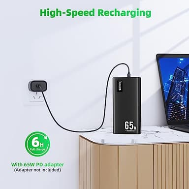 Power Bank Fast Charging 50000mAh, 65W Laptop Portable Charger USB C Compatible with MacBook Dell, PD External Battery Bank Compatible with iPhone 14/13, Cell Phone, Tablet, 3 Output &1 Input(Black) - Image 6