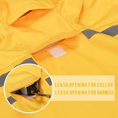 Dog Raincoat with Adjustable Belly Strap and Leash Hole - Hoodie with Reflective Strip - Waterproof Slicker Lightweight Breathable Rain Poncho Jacket for Medium Large Dogs - Easy to Wear, Yellow 4XL - Image 4