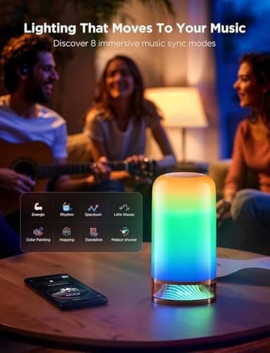 Govee RGBIC Smart Table Lamp 2, Touch Bedside Small Table Lamp Work with Matter, Alexa, LED Desk Lamp with 64 Scene Modes, Color Changing Lamp for Bedroom Living Room Dimmable Night Light(Corded) - Image 6