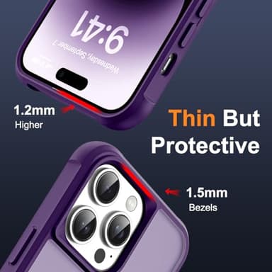 SKYLMW Compatible with iPhone 14 Pro Case with Invisible Magnetic O-Ring Stand Military-Grade Translucent Case for iPhone 14 Pro 6.1" [Compatible with Mag-Safe][Great Grip Feeling], Purple - Image 6