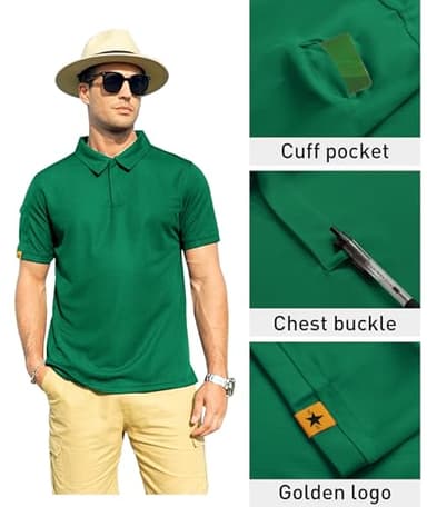 ZITY Mens Polo Shirt Short Sleeve Sports Tactical T-Shirt Athletic Golf Polos Daily Casual Stylish Collared Shirts for Men Viridian XX-Large - Image 2