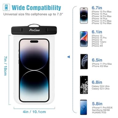 ProCase 4 Pack Waterproof Phone Pouch Dry Bag Underwater Case for iPhone 16 15 14 13 12 11 Pro Plus Max Mini Xs XR X 8 7, Galaxy S23 S22 S21 Ultra Note up to 7" -Blue Green Pink Yellow - Image 2