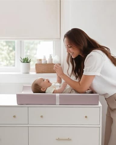 Blissful Diary Vegan Leather Baby Changing Pad with Waterproof & Wipe-Clean PU Cover, Standard Size Cozy Diaper Changing Pad for Dresser and Table, Taupe - Image 6