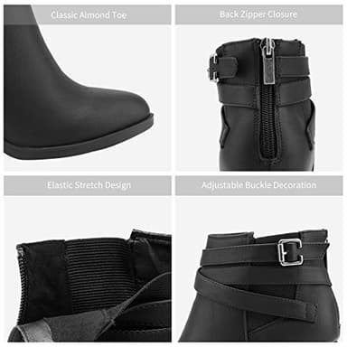 TOETOS Women's Chunky High Heel Ankle Boots Close Toe Fall Heeled Booties Shoes,Size 7.5,Black,CHICAGO-03 - Image 3