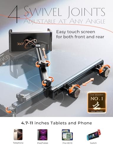 LISEN 3 in 1 for iPad Holder for Car Accessories for Women Road Trip Essentials for Travel Truck Backseat Car Organizer Car tv Headrest Tablet Holder iPad Car Mount for Kids Fire Tablet 4.7-11" - Image 3