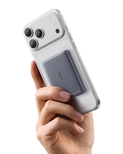 Baseus Picogo Power Bank, Smallest 5000mAh Magnetic Portable Charger with Stand, Qi2 Certified 15W Ultra-Mini MagSafe Battery Pack, Alloy Wireless Travel Fast Charger for iPhone 17/16 Series(Grey) - Image 1
