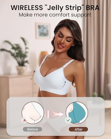 HORISUN Wireless Bras for Women Push Up Bra Full Coverage(White 2XL) - Image 3