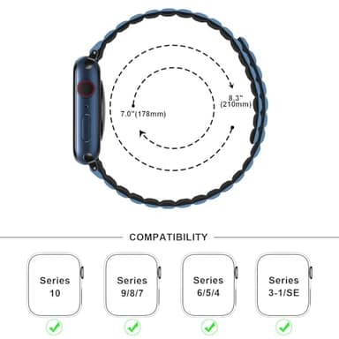 Anlinser Magnetic Bands Compatible with Apple Watch Band 49/46/45 44/42/41/40/38mm, Women Men Double Side Reversible Strap for iWatch Ultra 3-1 Series 11/10/9/8/7-1 SE (42/41/40/38, Black/Blue) - Image 4