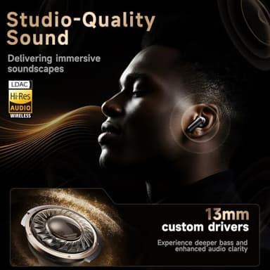 Studio-Quality Wireless Ear Buds with Deep Bass & Enhanced Audio Clarity, Bluetooth 5.4, 10-Year Lifespan Earbuds, ENC Noise Cancelling Calls, Secure Fit Memory Foam Tips, IPX6 Waterproof (Black) - Image 2