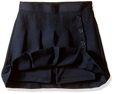 Nautica Girl's School Uniform Pleated Pull-on Scooter Skirt With Undershorts, Knit Waistband, Navy, 8 - Image 1
