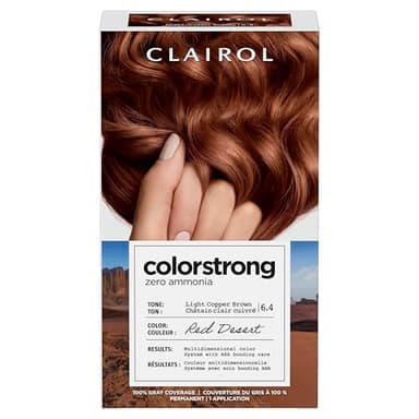 Clairol ColorStrong Permanent Zero Ammonia Hair Dye, 6.4 Light Copper Brown - Red Desert Hair Color, Pack of 1 - Image 1