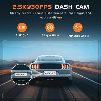 2.5K Dash Cam for Cars, VEEMENT Car Dash Cam Front - Image 4