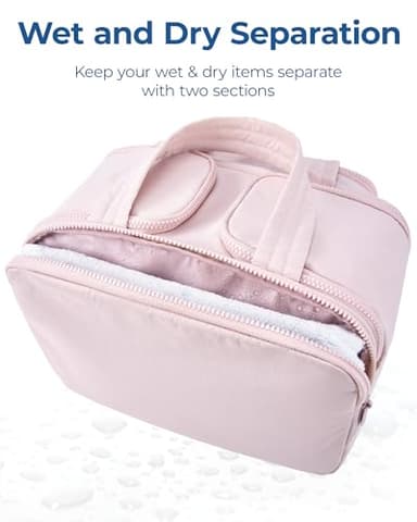 BAGSMART Travel Toiletry Bag, Lightweight Large Wide-open Travel Bag for Women, Puffy Cosmetic Makeup Bag Organizer with Handle for Accessories,Essentials, Toiletries, Pink - Image 5
