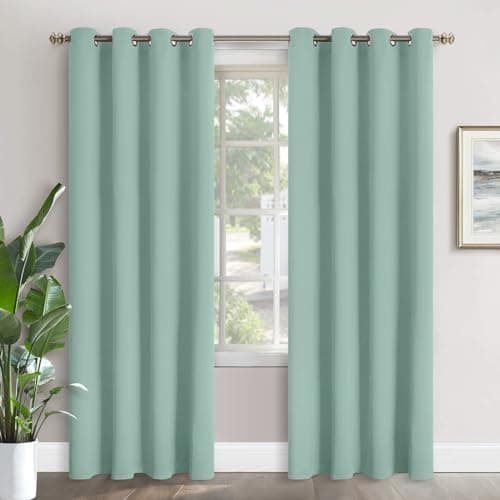 YoungsTex Sage Green Blackout Curtains 84 Inch Length 2 Panels for Living Room - Thermal Insulated with Grommet Room Darkening Window Treatments for Bedroom, 52 x 84 Inch - Image 1