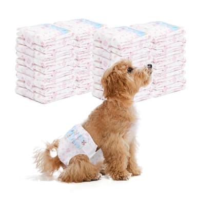 Disposable Dog Diapers Female 90 Count Doggie Diapers for Female Dogs (Waist 10-16.5 in S) Super Absorbent Small Doggie Diapers for Heat Excitable Urination or Incontinence - Pink - Image 1