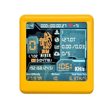 Nerdminer V2 NM Smart TV ESP32 BTC Solo Lottery Miner Lower Power Consumption Hashrate Reach 1060 KH/s Silent Desktop Clock (Yellow) - Image 3