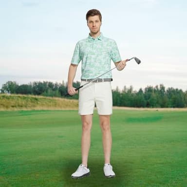 M MAELREG Mens Golf Shirt Short Sleeve Dry Fit Print Moisture Wicking Performance Patterns Collared Polo Shirt - Image 2