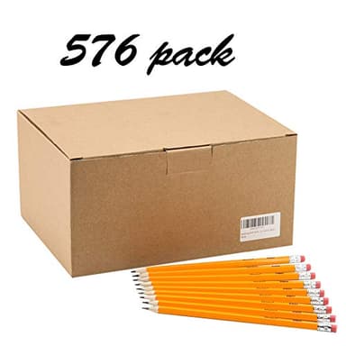 Madisi Wood-Cased #2 HB Pencils, Yellow, Pre-sharpened, Bulk Pack, 576 pencils in box - Image 2